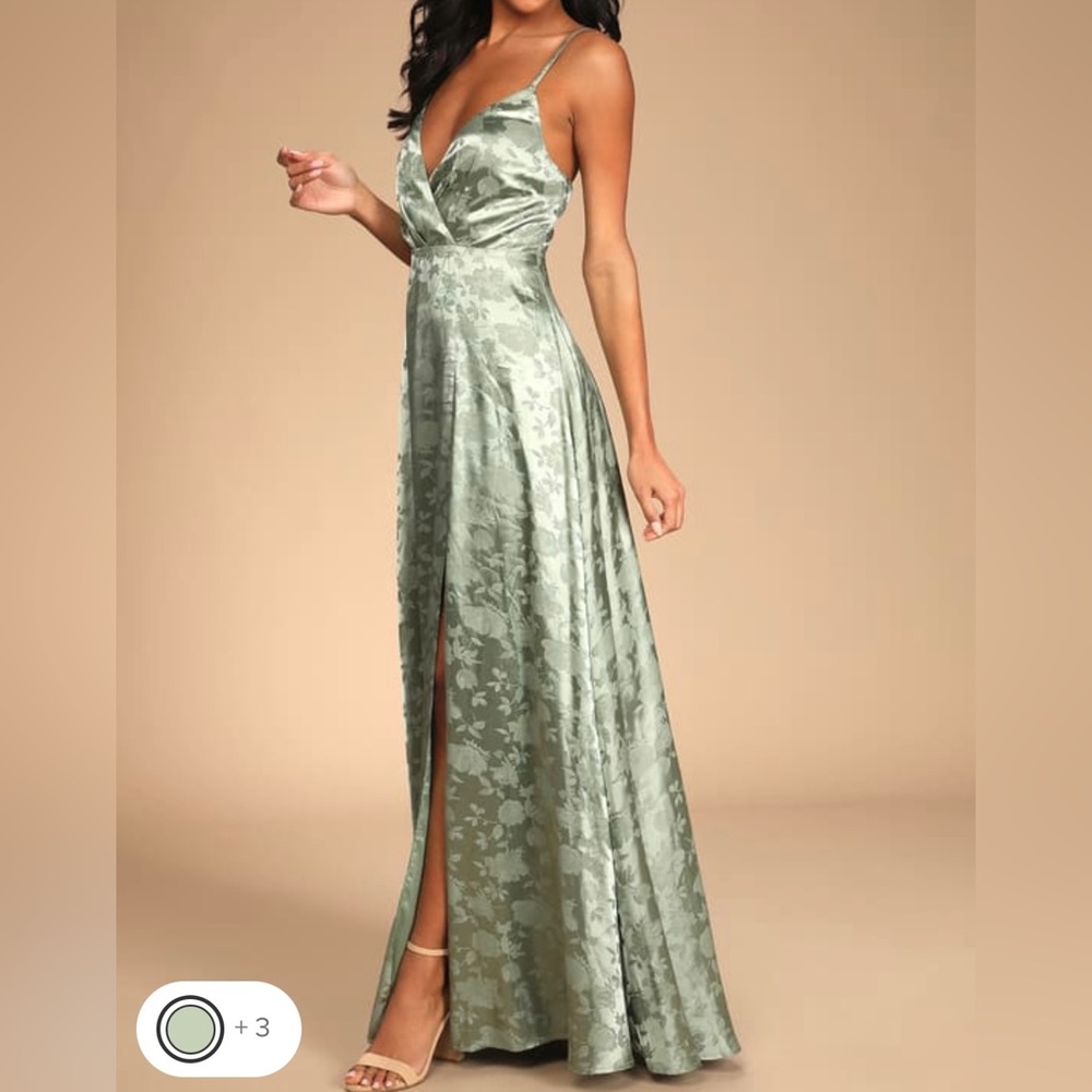 NWT Satin sage floral gown!